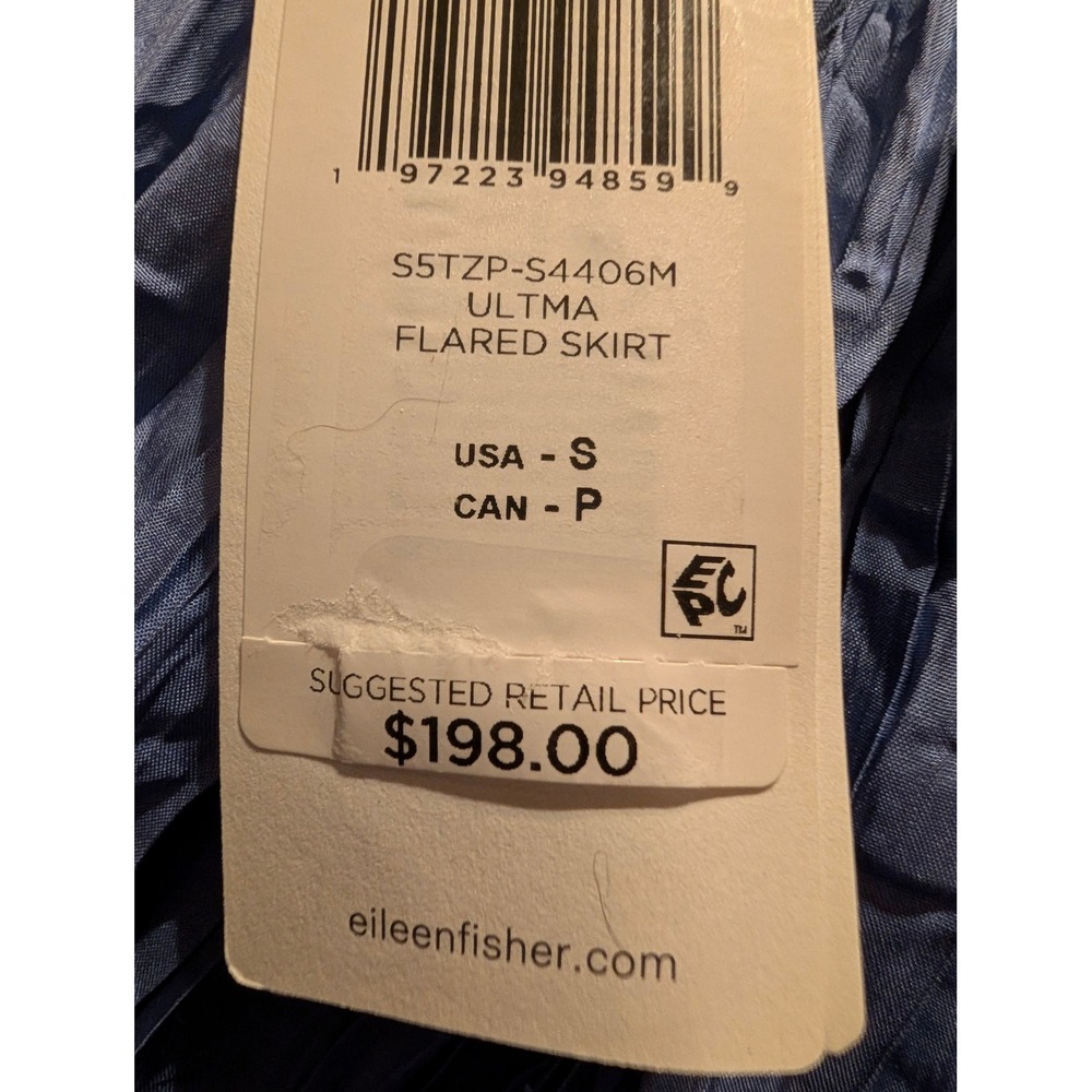 Eileen Fisher Blue 100% Crushed Silk Crinkle Maxi Skirt Small Boho A-line - Picture 11 of 11